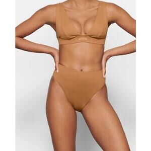 Skims Plunge Two Piece Bikini Set Womens Size XL Brown Underband  NWT